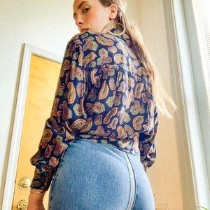 Vintage 90s Does 70s Paisley Button Down Blouse